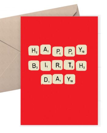 Birthday card - scrabble birthday card - red