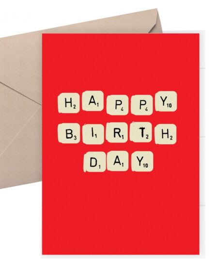 Birthday card - scrabble birthday card - red