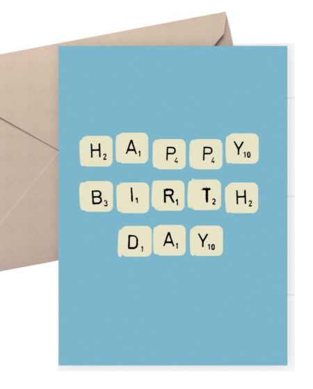 Birthday card - scrabble birthday card - blue