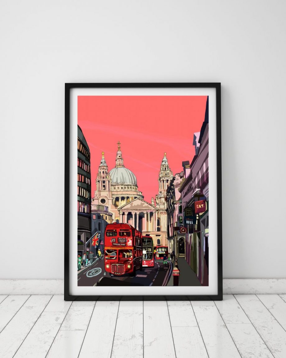 St Pauls Cathedral (Pink Sky) London Art Print