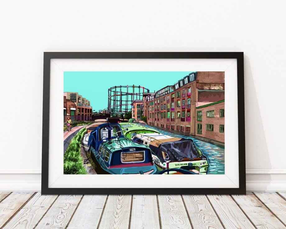 Regent's Canal London Fields (Green Sky) East London Art Print