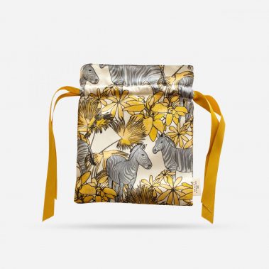 Zebra Silk Drawstring Bag