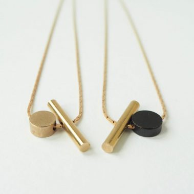 Brass Cylinder and Disc necklace