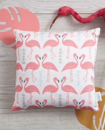 Flamingo Flourish cushion, white