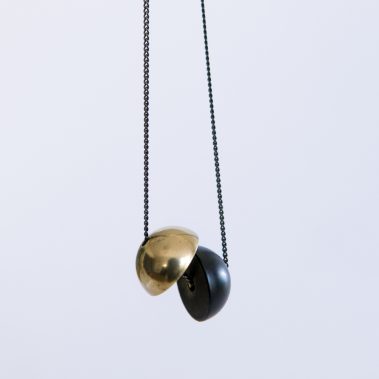 Brass and black ball necklace