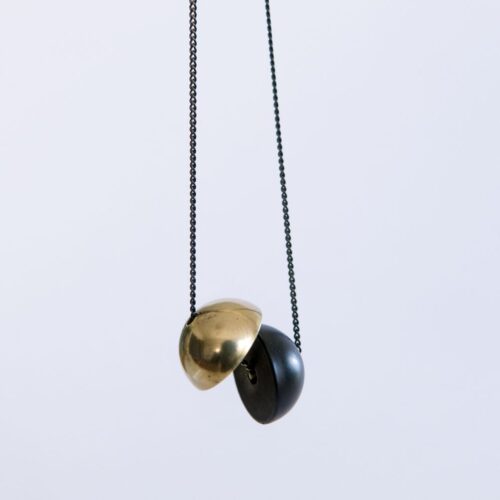 Brass and black ball necklace Brass and black ball necklace