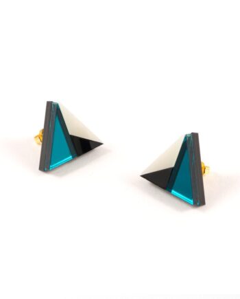 FORM011 Earrings – Teal, Black, Ivory