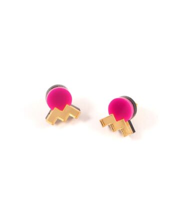 FORM013 Earrings - Pink, Gold