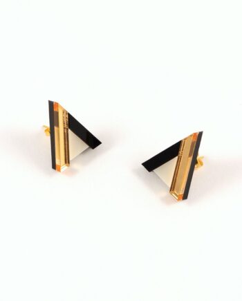 FORM014 Earrings – Gold, Black, Ivory