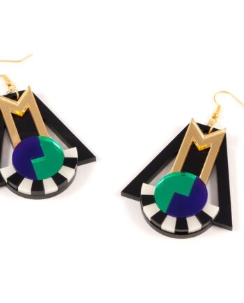 FORM018 Earrings - Gold, Purple, Green