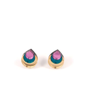 FORM031 Earrings - Gold, Teal, Babypink