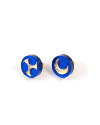 FORM032 Earrings - Blue, Gold