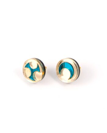 FORM032 Earrings - Gold, Teal