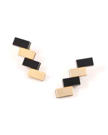 FORM033 Earrings - Black, Gold