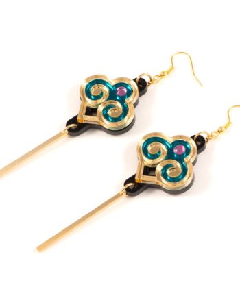 FORM035 Earrings - Gold, Teal, Babypink