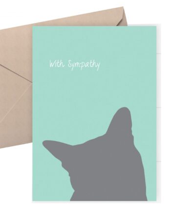 A sympathy card for someone who has lost a much cat. Printed on a green background 