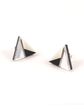 FORM011 Earrings – Silver, Black, Ivory