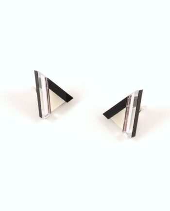 FORM014 Earrings – Silver, Black, Ivory