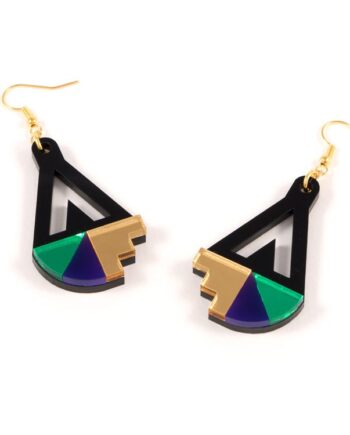 FORM016 Earrings - Gold, Purple, Green