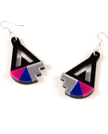 FORM016 Earrings - Silver, Blue, Pink