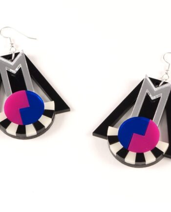FORM018 Earrings - Silver, Blue, Pink