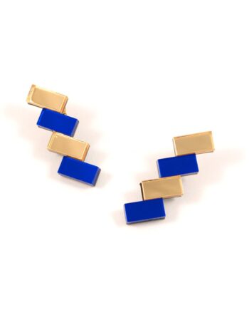 FORM033 Earrings - Gold, Blue