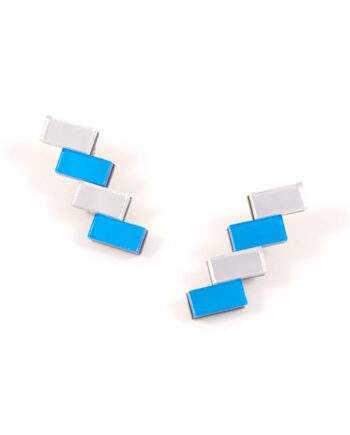 FORM033 Earrings - Silver, Skyblue