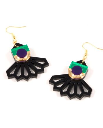 FORM034 Earrings - Gold, Purple, Green