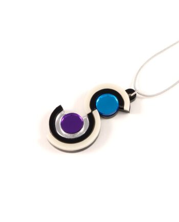 FORM037 Necklace - Silver, Skyblue, Purple