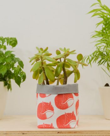 Fox Print Textile Plant Pot