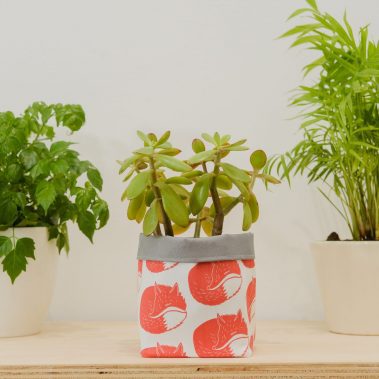 Fox Print Textile Plant Pot