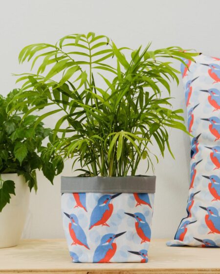 Kingfisher Print Textile Plant Pot