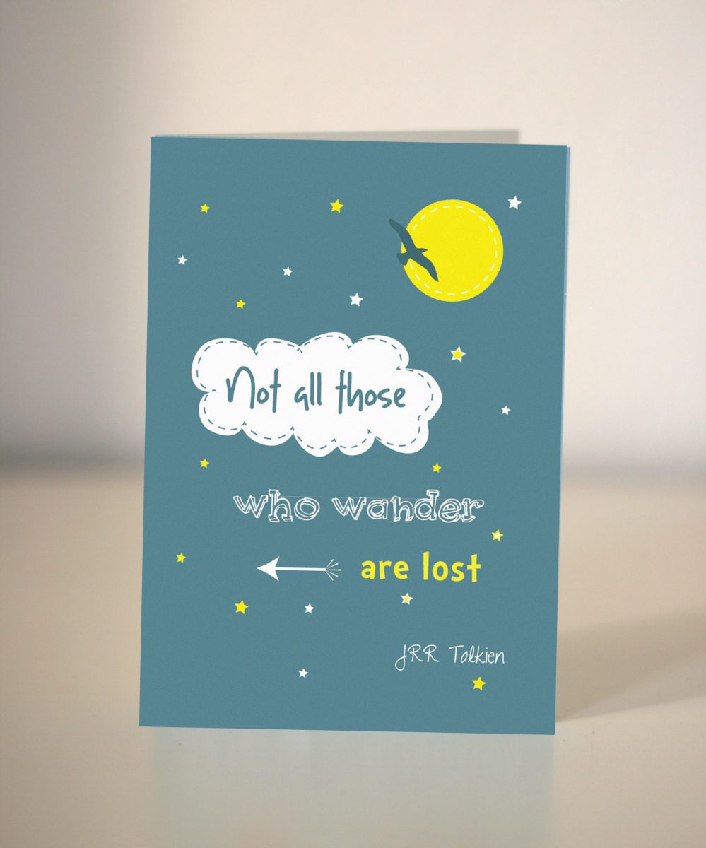 farewell card - j.r.r tolkien quote card - not all those who wander are lost