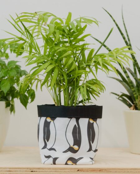 Penguin Print Textile Plant Pot