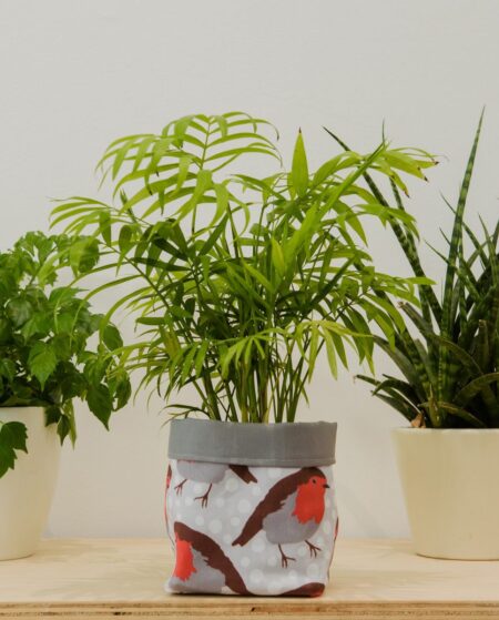 Robin Print Textile Plant Pot
