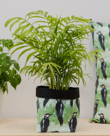Woodpecker Print Textile Plant Pot