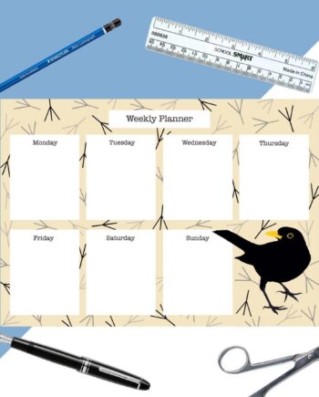 Blackbird Weekly Planner - year planner - bird desk notepad - life organiser - family meal planner - to do list - A4 weekly planner