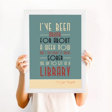 Great Gatsby Quote print drunk library
