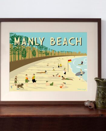 Manly Beach Sydney - Retro Travel Poster