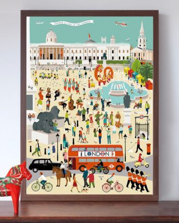 Out and About in London - Trafalgar Square A2 Art Print