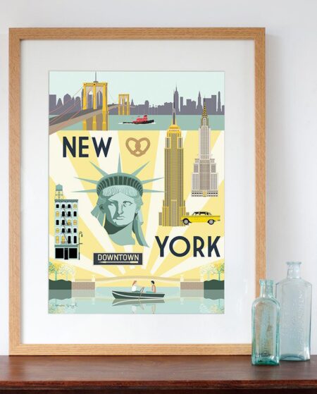 Art Print of New York City Retro Travel Poster Style