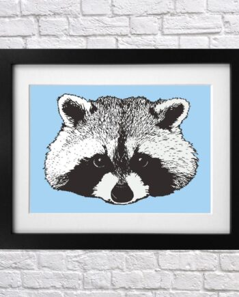 Raccoon Print - animal print - north american animal - cute print - illustrated print - digital print - large print - modern print