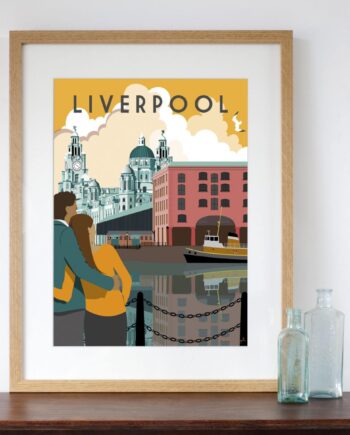 Liverpool art print with yellow sky