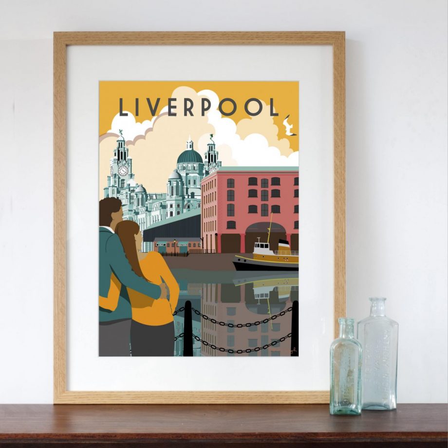 Liverpool art print with yellow sky