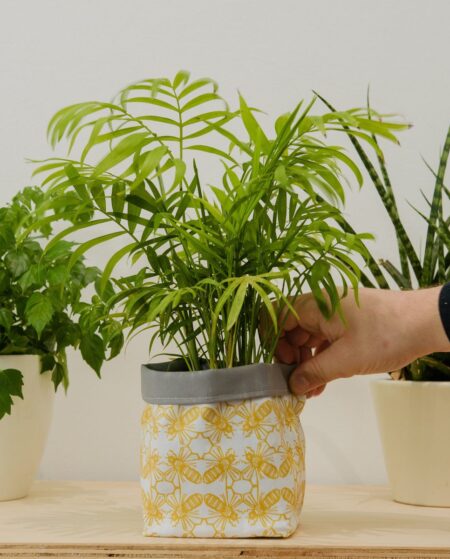 Bee Print Textile Plant Pot