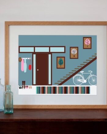1960s Funky Hallway Interior - Digital Art Print 30cm x 40cm