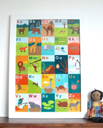 Animal A-Z Alphabet Colourful A2 Print 42cm x 59.4cm