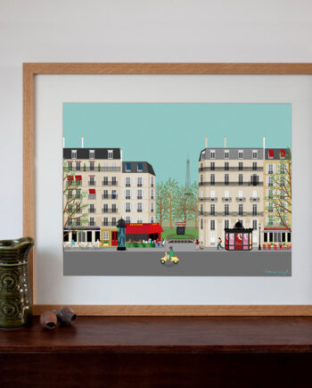 Paris Street Scene Art Print Daytime