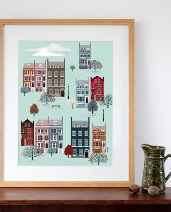 London Row Houses in Fall / Autumn Art Print