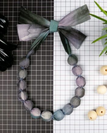 Chunky, Fabric Covered, Bead Necklace 'Island Rain'